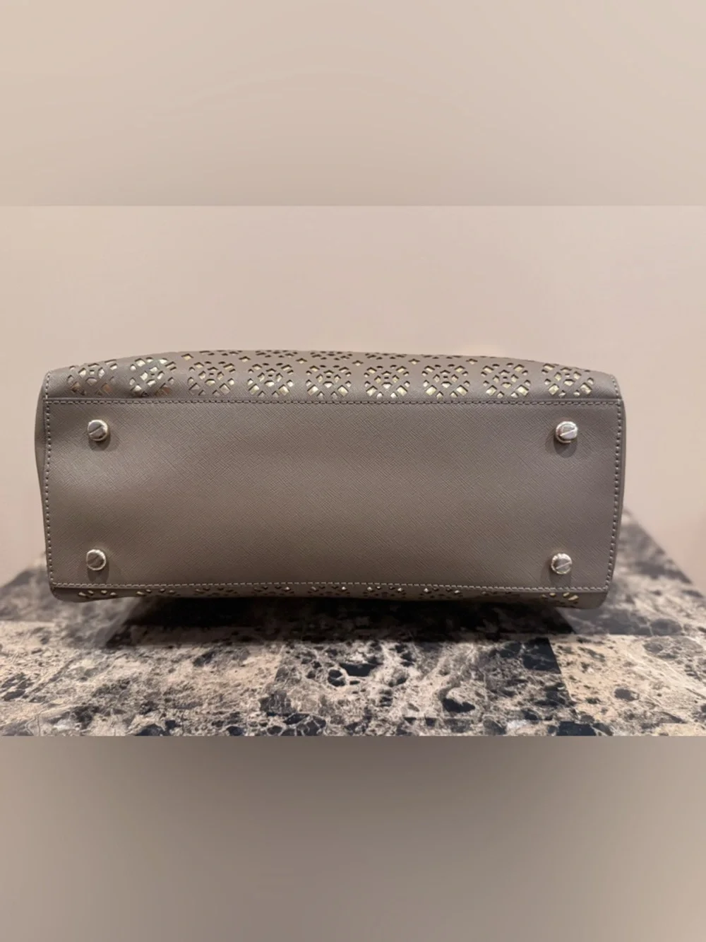 ❌SOLD❌Henri Bendel W 57th Laser-Cut Satchel - Pewter/Metallic Grey - Picture 5 of 15